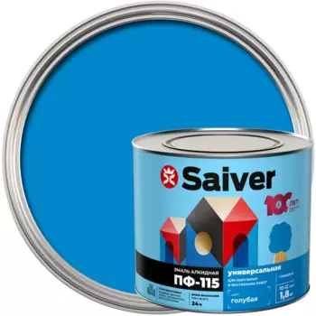 Эмаль ПФ-115 Saiver Lux глянцевая цвет голубой 1.8 кг