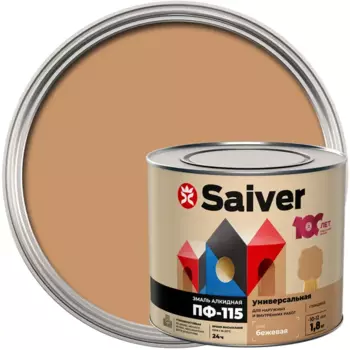 Эмаль ПФ-115 Saiver Lux глянцевая цвет бежевый 1.8 кг