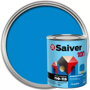 Эмаль ПФ-115 Saiver Lux глянцевая цвет голубой 0.8 кг