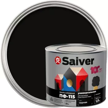 Эмаль ПФ-115 Saiver Lux глянцевая цвет черный 1.8 кг