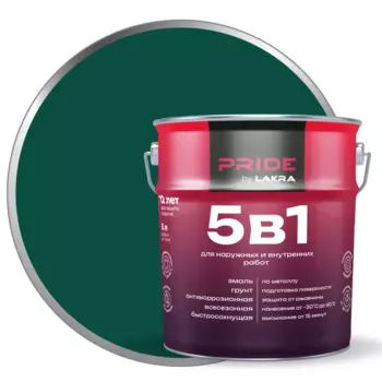 Эмаль по металлу 5 в 1 Лакра цвет зеленый мох 5 л