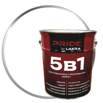 Эмаль по металлу 5 в 1 Лакра база А цвет белый 5 л