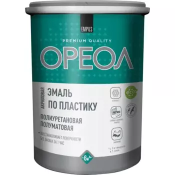 Эмаль по пластику Ореол полуматовая цвет белый 1.1 кг