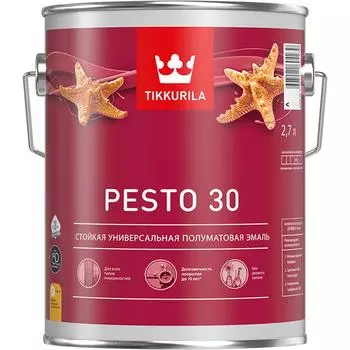 Эмаль Tikkurila Pesto 30 полуматовая цвет белый 2.7 л