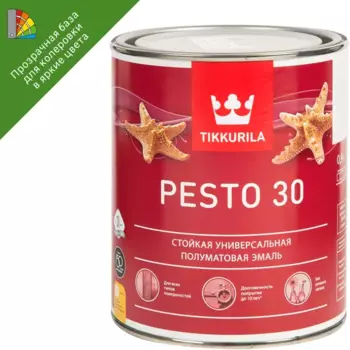 Эмаль Tikkurila Pesto полуматовая прозрачная база С 0.9л