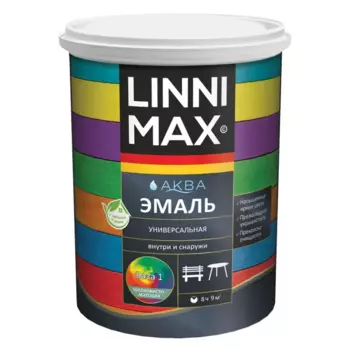 Эмаль универсальная Linnimax Аква шелковисто-матовая цвет белый база 1 0.9 л