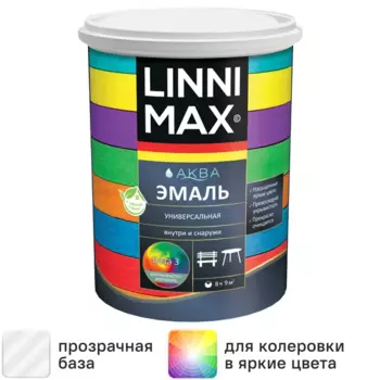 Эмаль универсальная Linnimax Аква шелковисто-матовая цвет прозрачный база 3 0.85 л
