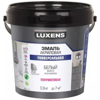 Эмаль универсальная Luxens цвет белый полуматовая база А 0.9 кг