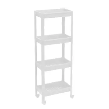 Этажерка для ванной комнаты широкая на колесах Vikea 39x23.4x105.5 см цвет белый
