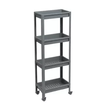 Этажерка для ванной комнаты широкая на колесах Vikea 39x23.4x105.5 см цвет серый