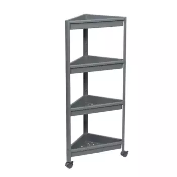 Этажерка для ванной комнаты угловая на колесах Vikea 33x33x105.5 см цвет серый