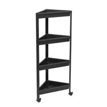 Этажерка для ванной комнаты угловая на колесах Vikea 33x33x105.5 см цвет черный