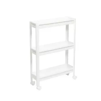 Этажерка для ванной комнаты узкая на колесах Vikea 53x17.5x75.5 см цвет белый