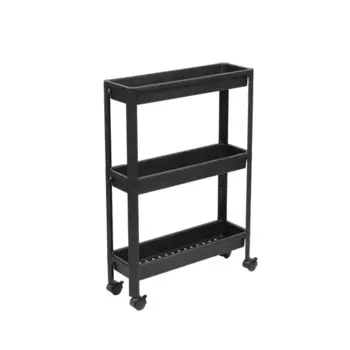 Этажерка для ванной комнаты узкая на колесах Vikea 53x17.5x75.5 см цвет черный