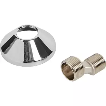 Эксцентрик Valtec с декоративной чашкой 3/4"х1/2", наружная резьба, никелированная латунь VTr.670.N.0504