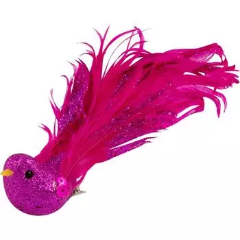 Ёлочное украшение «Птица на прищепке» цвет розовый