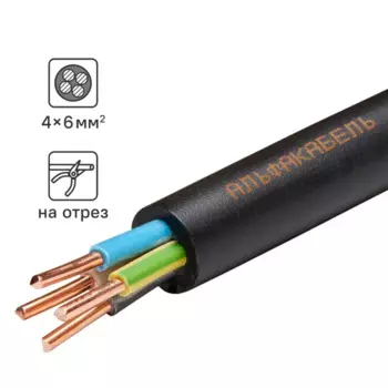 Кабель Альфакабель ВВГнг(A)-LS 4x6 на отрез ГОСТ