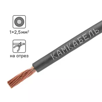 Кабель Камкабель ПУГВ 1x2.5 на отрез ГОСТ цвет черный