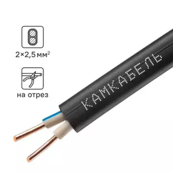 Кабель Камкабель ВВГпнг(A)-LS 2x2.5 на отрез ГОСТ