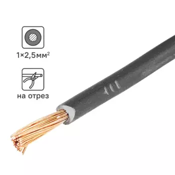 Кабель ПуГВнг(А)-LS 1x2.5 на отрез ГОСТ цвет черный