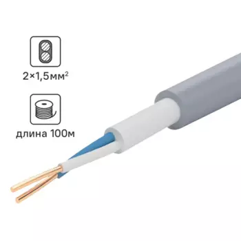 Кабель Tdm Electric NYM 2x1.5 100 м ГОСТ цвет серый