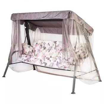 Качели садовые Naterial Портобелло 3-х местные (до 210 кг) серый/ белый/ розовый