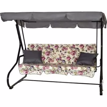 Качели садовые Наварра 3-х местные (до 250 кг) серый/ бежевый