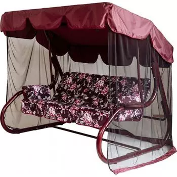 Качели садовые София 3-х местные (до 350 кг) бордовый/ розовый