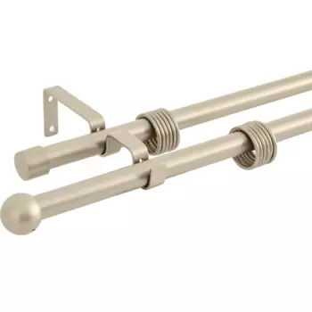 Карниз двухрядный раздвижной d19/16 мм шар 160-320 см цвет сталь