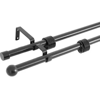 Карниз двухрядный раздвижной d19/16 мм шар 160-320 см цвет черный