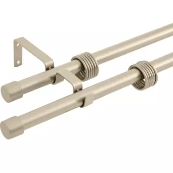 Карниз двухрядный раздвижной d19/16 мм заглушка 160-320 см цвет сталь