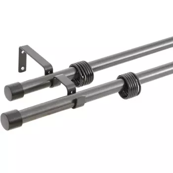 Карниз двухрядный раздвижной d19/16 мм заглушка 160-320 см цвет шоколад