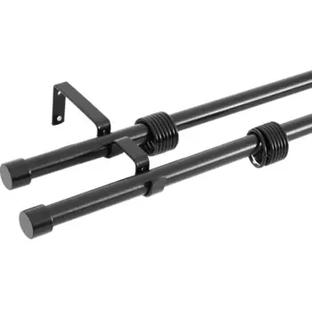 Карниз двухрядный раздвижной d19/16 мм заглушка 160-320 см цвет черный