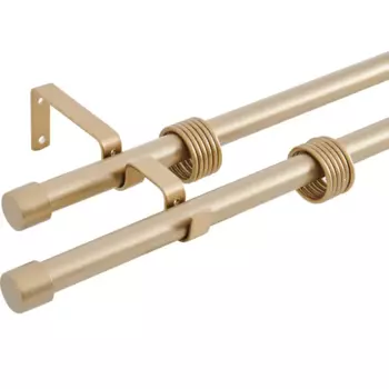 Карниз двухрядный раздвижной d19/16 мм заглушка 160-320 см цвет бронза