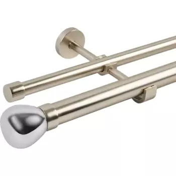 Карниз двухрядный раздвижной Inspire Glint 200-360 см алюминий цвет никель