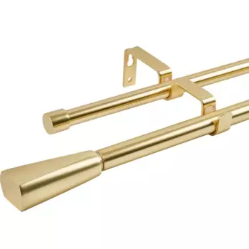 Карниз двухрядный раздвижной Inspire Грани 160-300 см металл цвет латунь