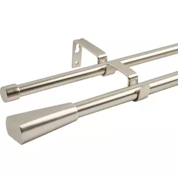 Карниз двухрядный раздвижной Inspire Грани d16/19 мм 160-300 см металл цвет никель