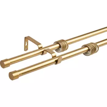 Карниз двухрядный раздвижной с заглушкой d19/16 мм 180-360 см металл цвет бронза