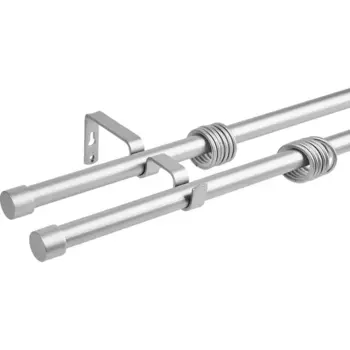 Карниз двухрядный раздвижной с заглушкой d19/16 мм 140-280 см металл цвет серебро