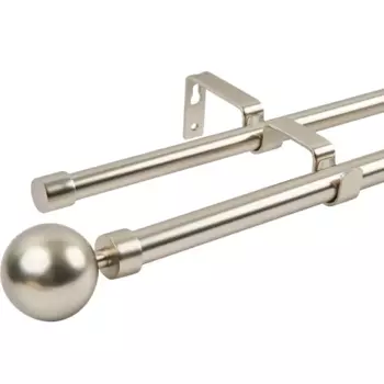 Карниз двухрядный раздвижной Шар d16/19 мм 160-300 см металл цвет сталь