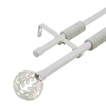 Карниз двухрядный раздвижной Шар d16/19 мм 160-300 см металл цвет белый