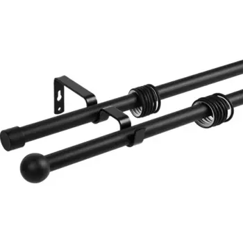 Карниз двухрядный раздвижной шар d19/16 мм 160-320 см металл цвет матовый черный