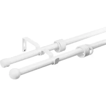 Карниз двухрядный раздвижной шар d19/16 мм 140-280 см металл цвет белый