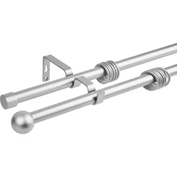Карниз двухрядный раздвижной шар d19/16 мм 180-360 см металл цвет серебро