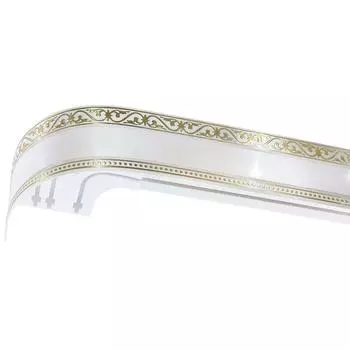 Карниз трёхрядный составной Монарх 300 см пластик цвет белый глянец