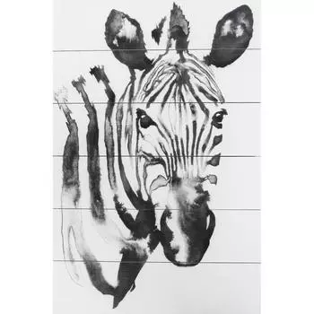Картина на досках «Голова зебры» 40х60 см