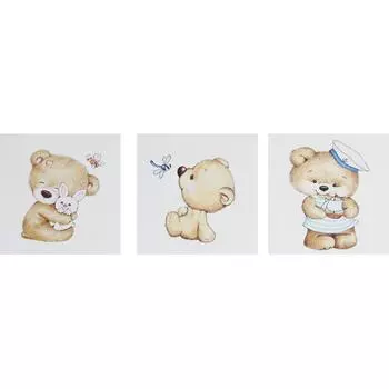 Картина на досках «Медведи» 20x20 см, 3 шт.