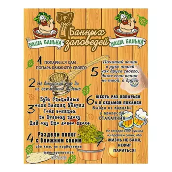 Картина на холсте 7 банных заповедей 30x40 см