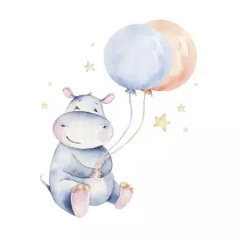 Картина на холсте Бегемот с шарами 40x50 см