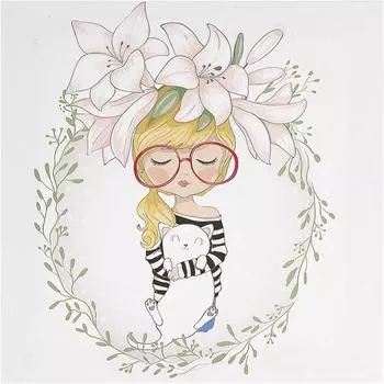 Картина на холсте «Девочка в цветах» 30x30 см